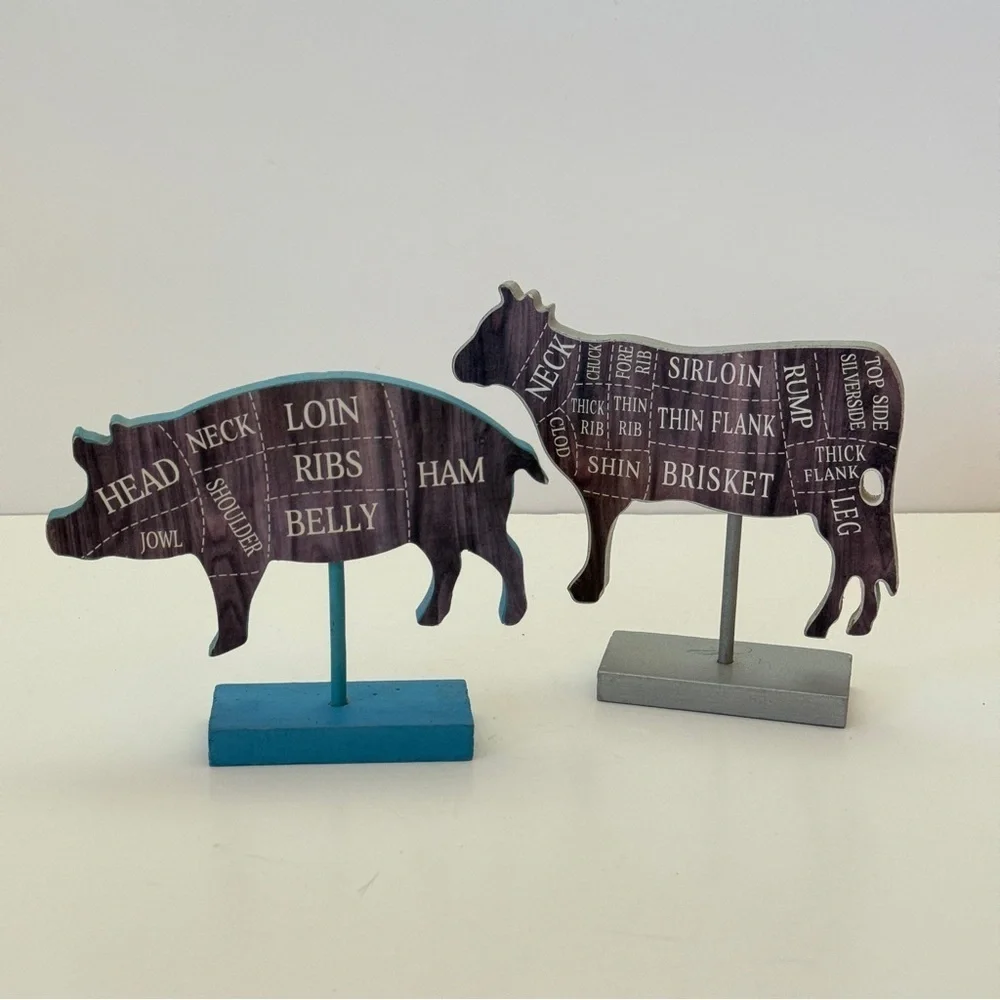 Butchers Cut Pig & Chicken Farmhouse Decor Set Kitchen Tools